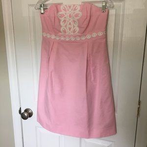 Lilly Pulitzer | Strapless Pink Lace Shift Dress